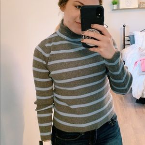 Blue/Gray Striped Turtleneck